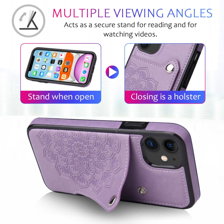 For iPhone 11 Pro Embossed Pattern PU + TPU Protective Casewith Holder & Wallet & Card Slots