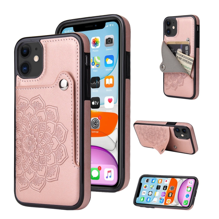 For iPhone 11 Pro Embossed Pattern PU + TPU Protective Casewith Holder & Wallet & Card Slots