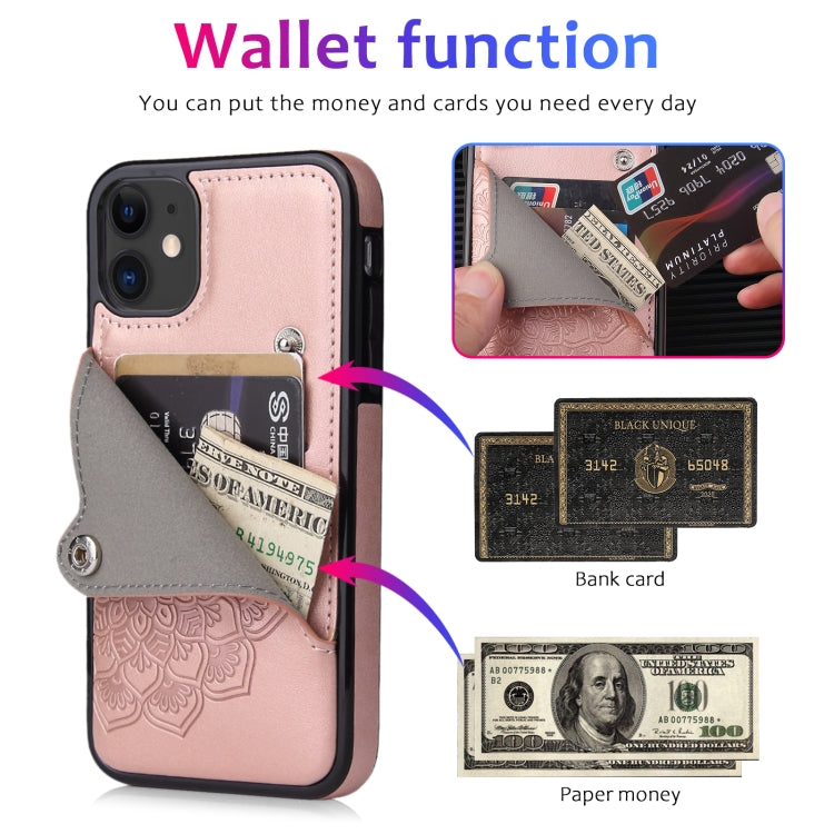 For iPhone 11 Pro Embossed Pattern PU + TPU Protective Casewith Holder & Wallet & Card Slots