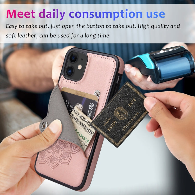 For iPhone 11 Pro Embossed Pattern PU + TPU Protective Casewith Holder & Wallet & Card Slots