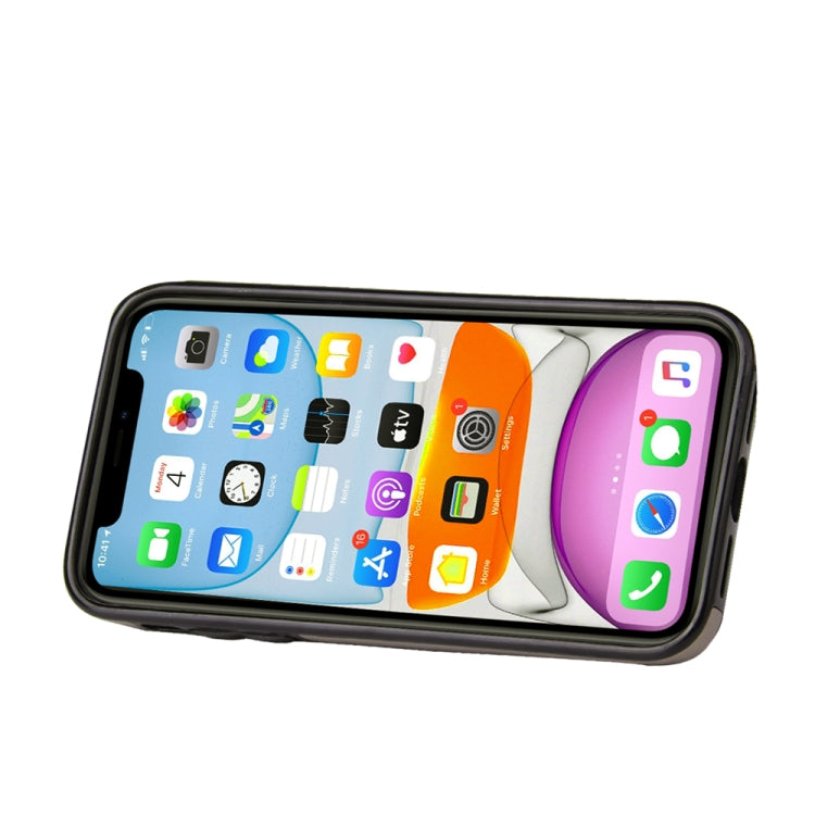 For iPhone 11 Embossed Pattern PU + TPU Protective Case with Holder & Wallet & Card Slots