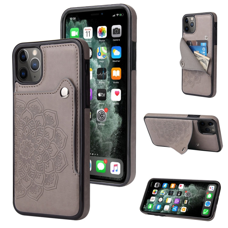 For iPhone 11 Pro Max Embossed Pattern PU + TPU Protective Case with Holder & Wallet & Card Slots