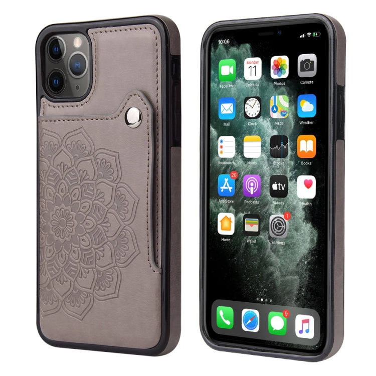 For iPhone 11 Pro Max Embossed Pattern PU + TPU Protective Case with Holder & Wallet & Card Slots