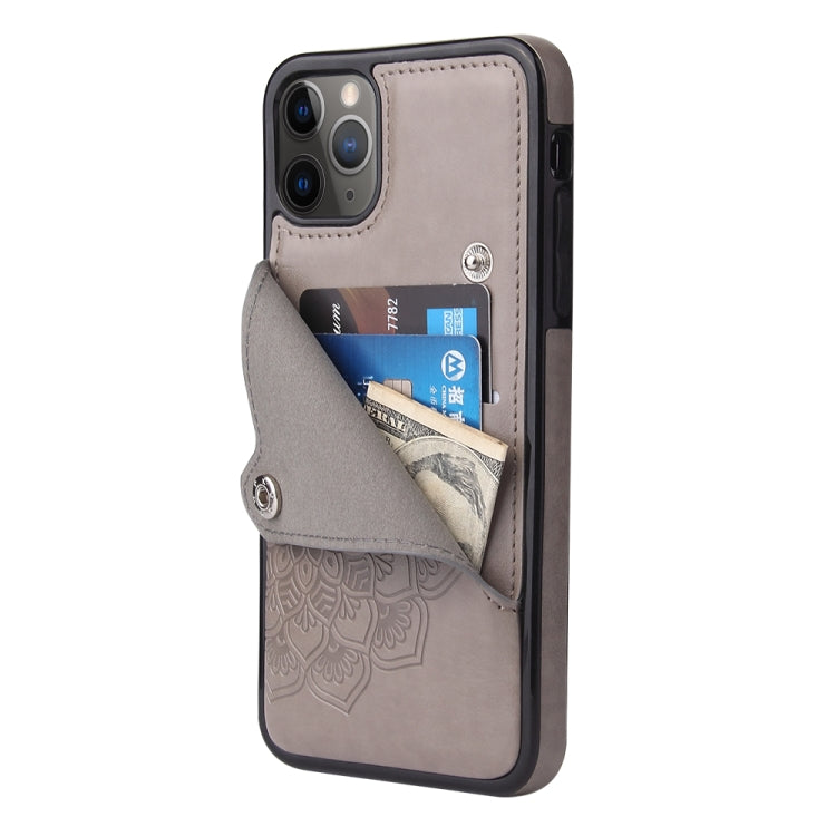 For iPhone 11 Pro Max Embossed Pattern PU + TPU Protective Case with Holder & Wallet & Card Slots