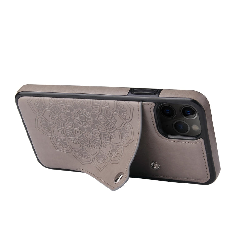 For iPhone 11 Pro Max Embossed Pattern PU + TPU Protective Case with Holder & Wallet & Card Slots