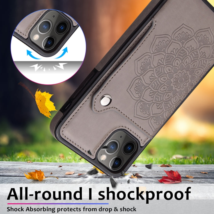 For iPhone 11 Pro Max Embossed Pattern PU + TPU Protective Case with Holder & Wallet & Card Slots