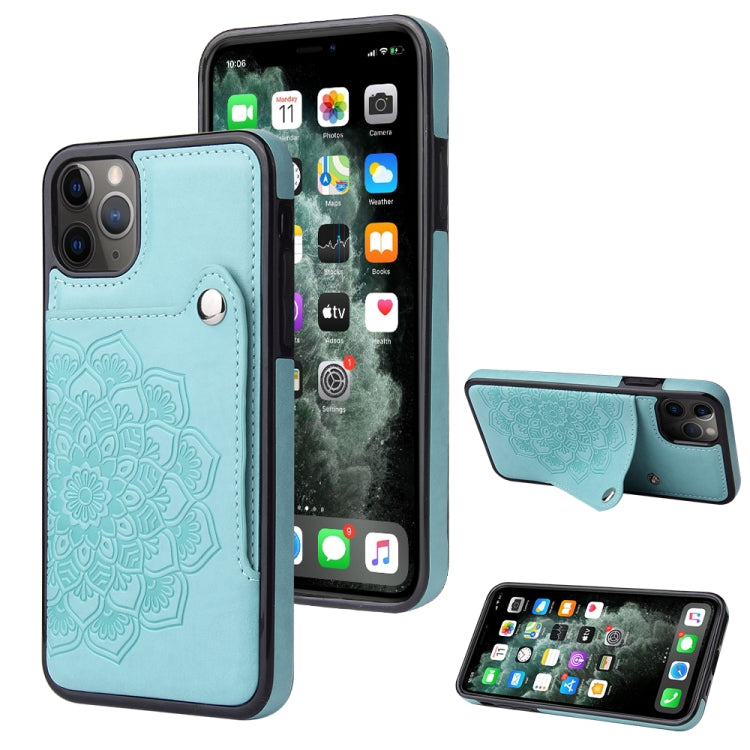For iPhone 11 Pro Max Embossed Pattern PU + TPU Protective Case with Holder & Wallet & Card Slots