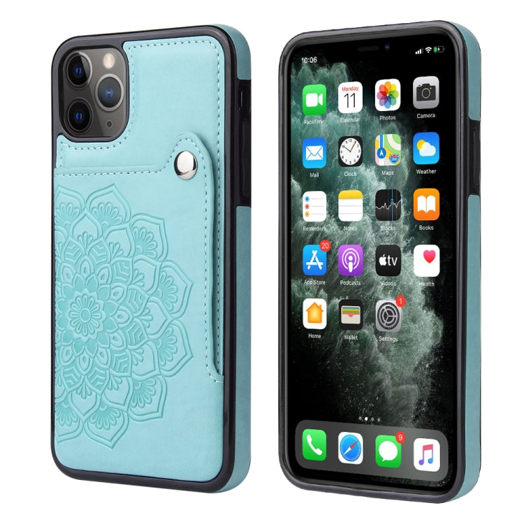 For iPhone 11 Pro Max Embossed Pattern PU + TPU Protective Case with Holder & Wallet & Card Slots
