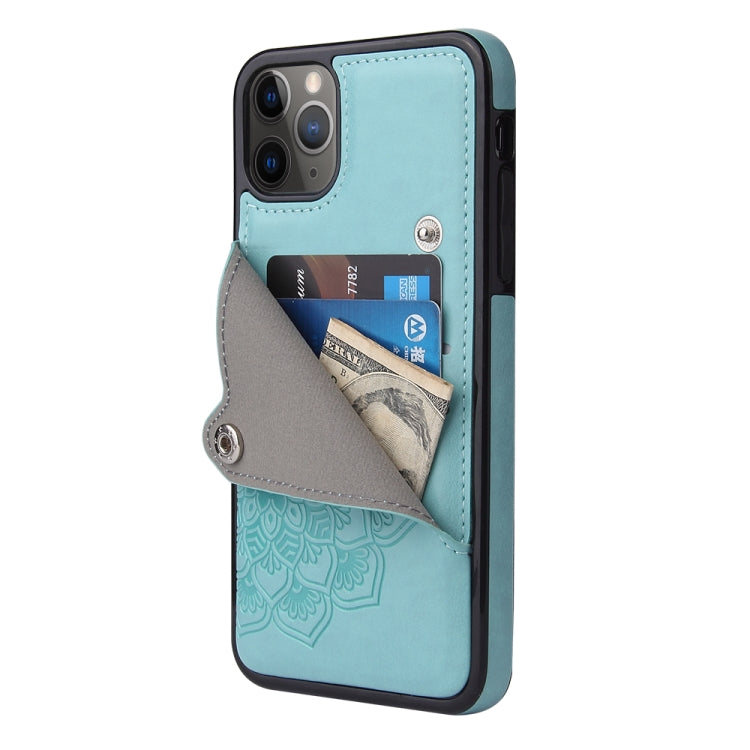 For iPhone 11 Pro Max Embossed Pattern PU + TPU Protective Case with Holder & Wallet & Card Slots