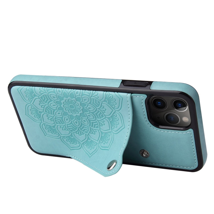 For iPhone 11 Pro Max Embossed Pattern PU + TPU Protective Case with Holder & Wallet & Card Slots