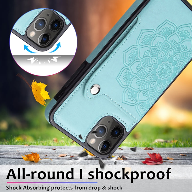 For iPhone 11 Pro Max Embossed Pattern PU + TPU Protective Case with Holder & Wallet & Card Slots