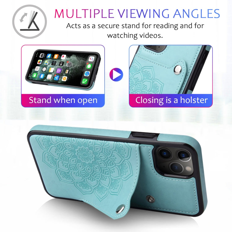 For iPhone 11 Pro Max Embossed Pattern PU + TPU Protective Case with Holder & Wallet & Card Slots