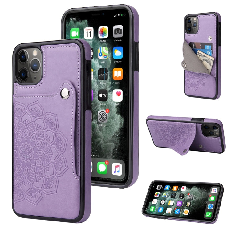 For iPhone 11 Pro Max Embossed Pattern PU + TPU Protective Case with Holder & Wallet & Card Slots