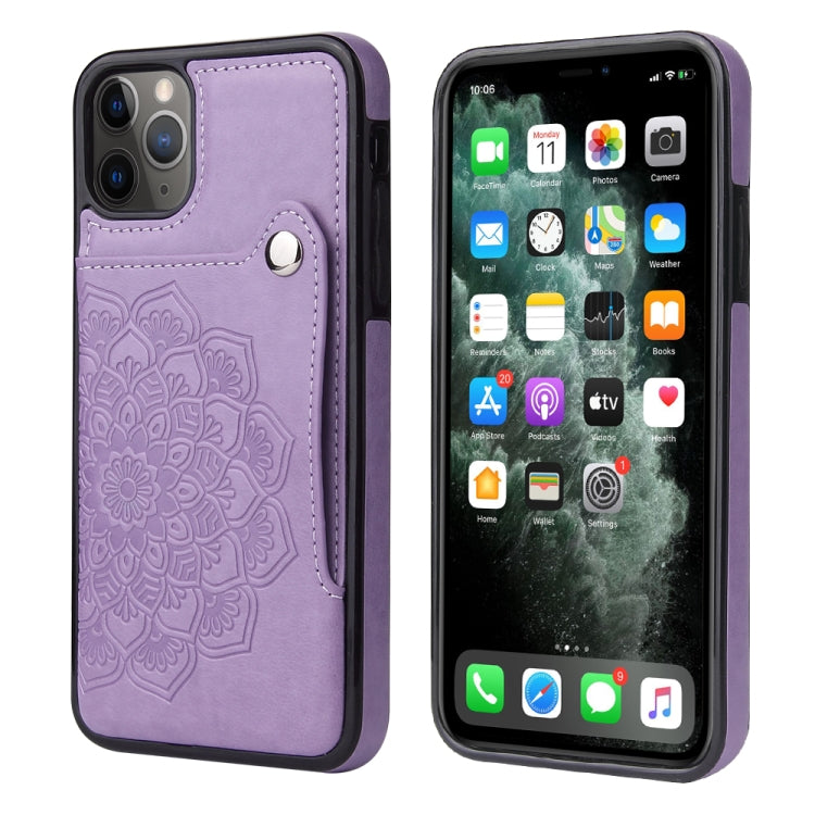 For iPhone 11 Pro Max Embossed Pattern PU + TPU Protective Case with Holder & Wallet & Card Slots