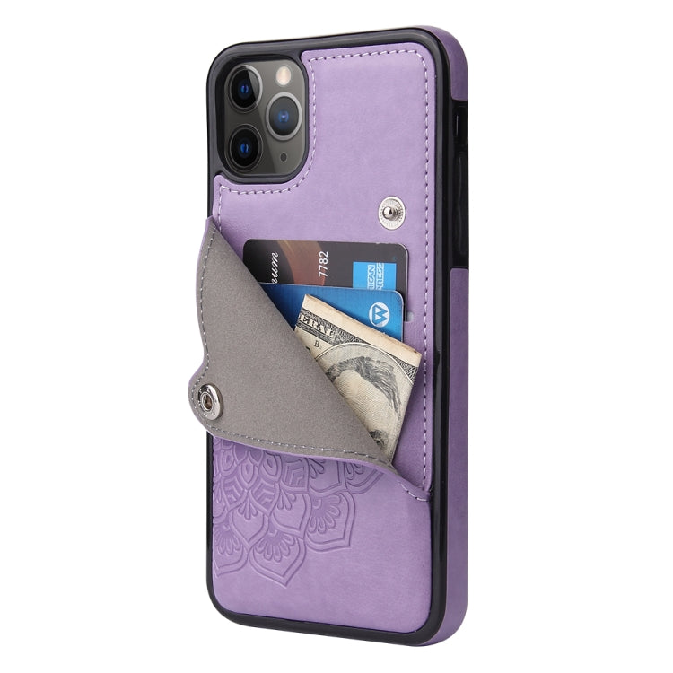 For iPhone 11 Pro Max Embossed Pattern PU + TPU Protective Case with Holder & Wallet & Card Slots