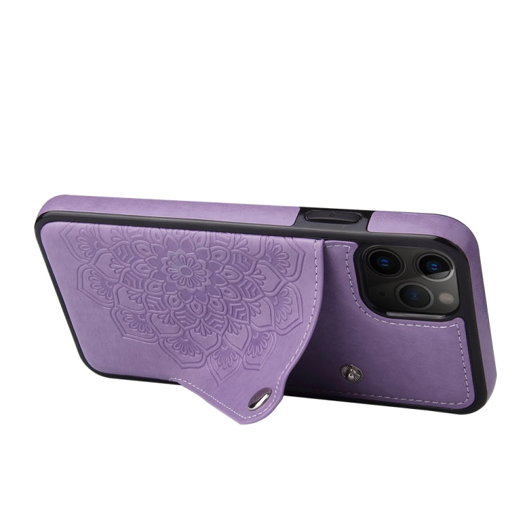 For iPhone 11 Pro Max Embossed Pattern PU + TPU Protective Case with Holder & Wallet & Card Slots