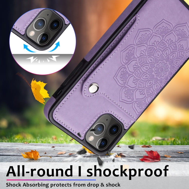 For iPhone 11 Pro Max Embossed Pattern PU + TPU Protective Case with Holder & Wallet & Card Slots