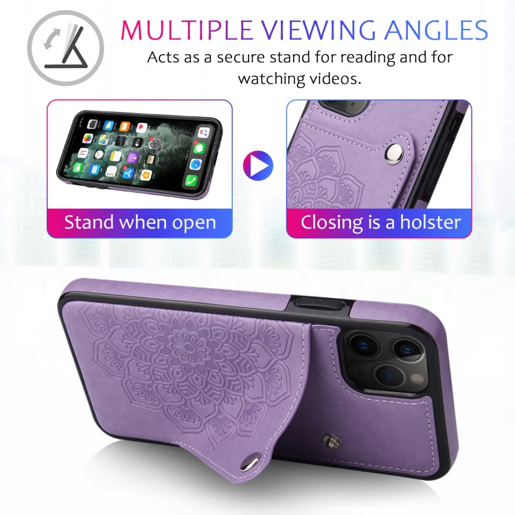For iPhone 11 Pro Max Embossed Pattern PU + TPU Protective Case with Holder & Wallet & Card Slots