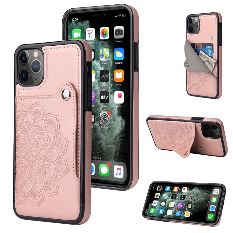 For iPhone 11 Pro Max Embossed Pattern PU + TPU Protective Case with Holder & Wallet & Card Slots