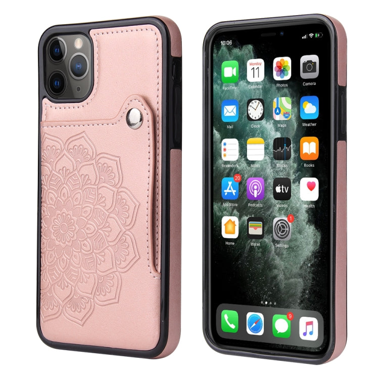 For iPhone 11 Pro Max Embossed Pattern PU + TPU Protective Case with Holder & Wallet & Card Slots