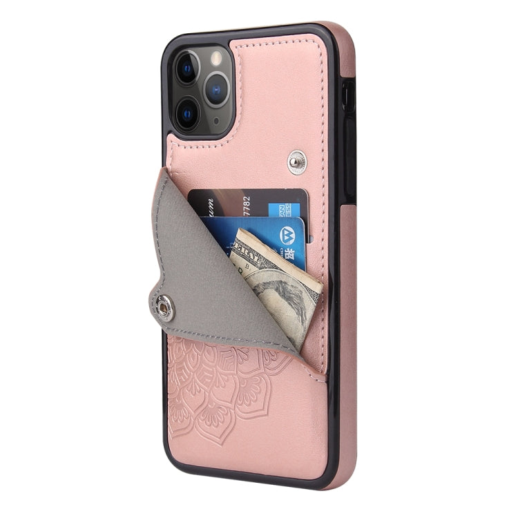 For iPhone 11 Pro Max Embossed Pattern PU + TPU Protective Case with Holder & Wallet & Card Slots