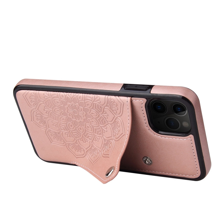 For iPhone 11 Pro Max Embossed Pattern PU + TPU Protective Case with Holder & Wallet & Card Slots