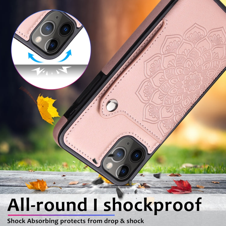 For iPhone 11 Pro Max Embossed Pattern PU + TPU Protective Case with Holder & Wallet & Card Slots