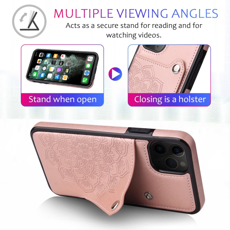 For iPhone 11 Pro Max Embossed Pattern PU + TPU Protective Case with Holder & Wallet & Card Slots
