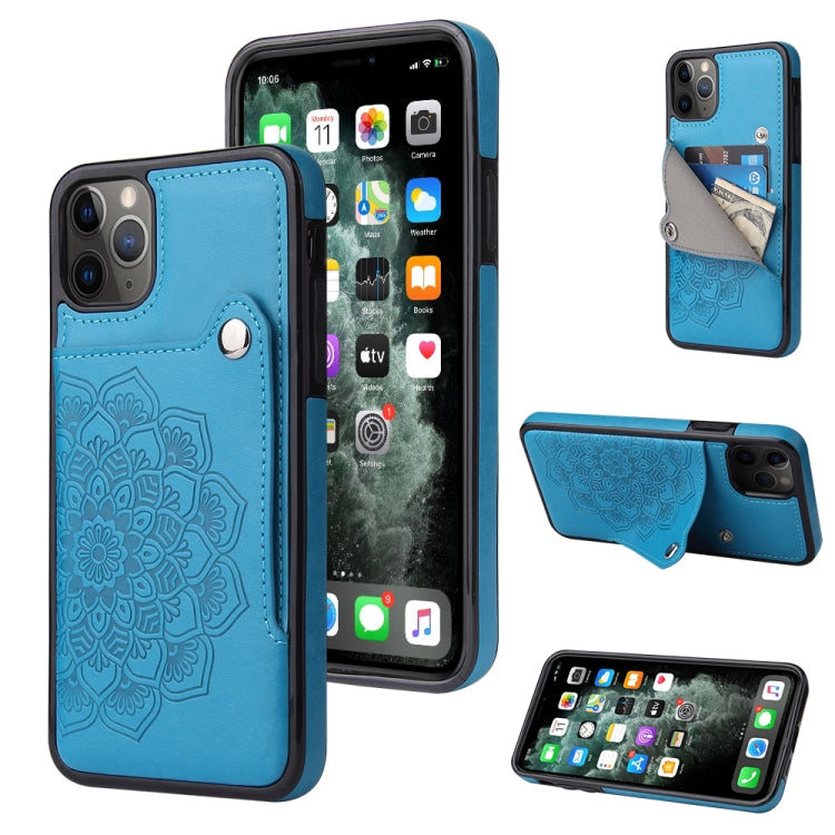 For iPhone 11 Pro Max Embossed Pattern PU + TPU Protective Case with Holder & Wallet & Card Slots