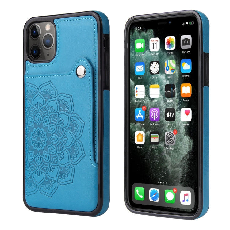 For iPhone 11 Pro Max Embossed Pattern PU + TPU Protective Case with Holder & Wallet & Card Slots