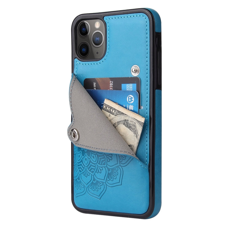 For iPhone 11 Pro Max Embossed Pattern PU + TPU Protective Case with Holder & Wallet & Card Slots
