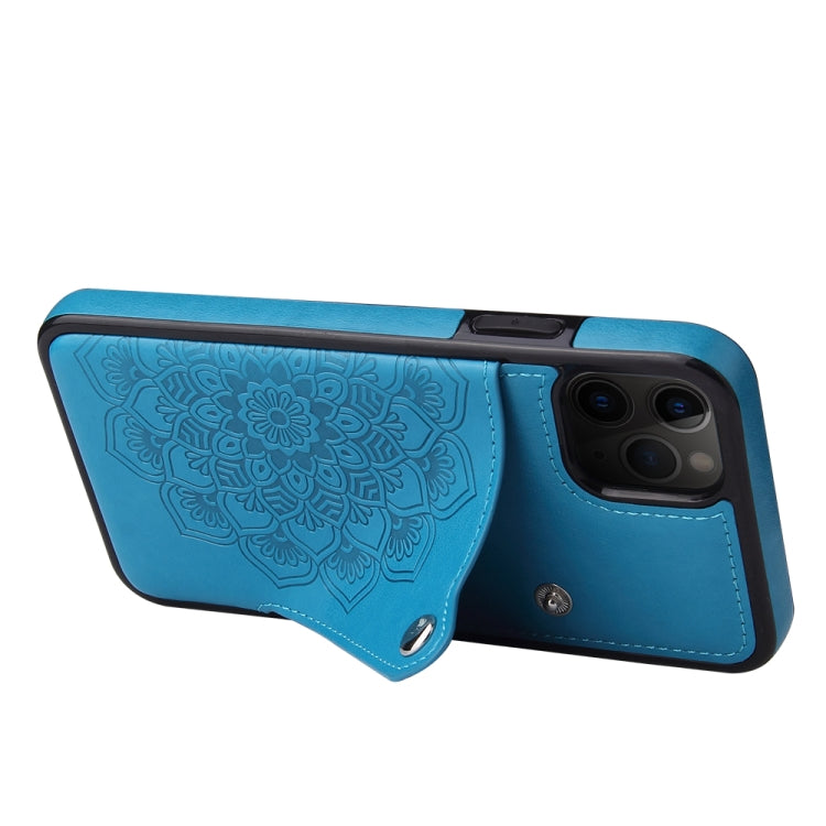 For iPhone 11 Pro Max Embossed Pattern PU + TPU Protective Case with Holder & Wallet & Card Slots