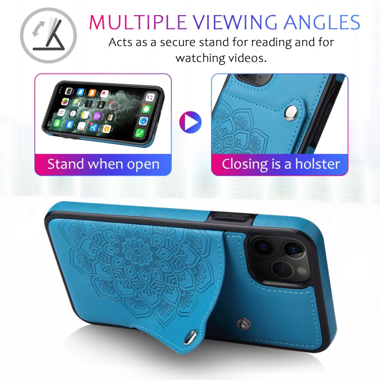 For iPhone 11 Pro Max Embossed Pattern PU + TPU Protective Case with Holder & Wallet & Card Slots