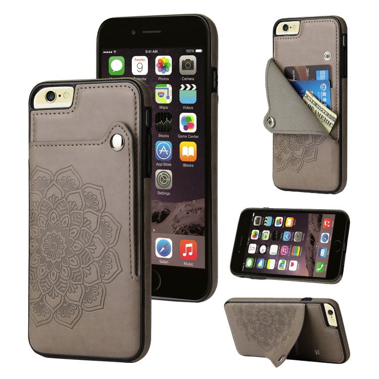 Embossed Pattern PU + TPU Protective Case with Holder & Wallet & Card Slots For iPhone 6 & 6s