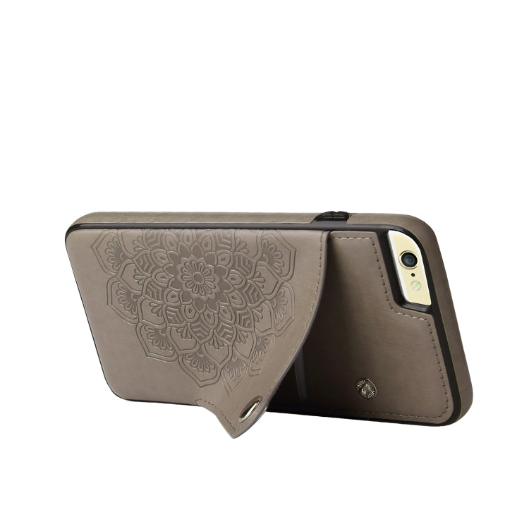 Embossed Pattern PU + TPU Protective Case with Holder & Wallet & Card Slots For iPhone 6 & 6s