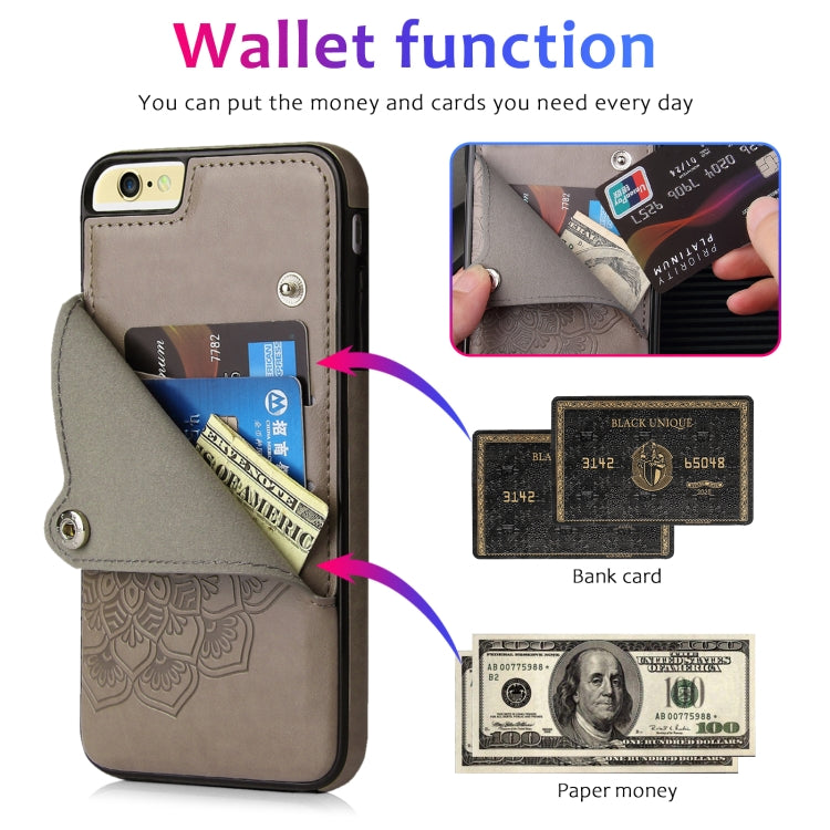 Embossed Pattern PU + TPU Protective Case with Holder & Wallet & Card Slots For iPhone 6 & 6s