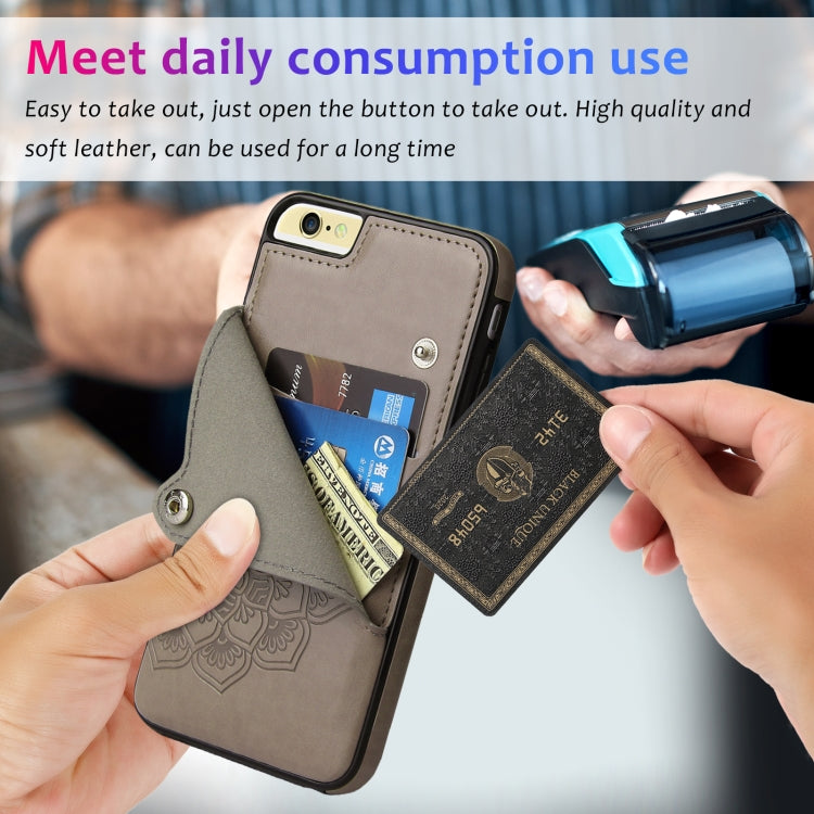 Embossed Pattern PU + TPU Protective Case with Holder & Wallet & Card Slots For iPhone 6 & 6s