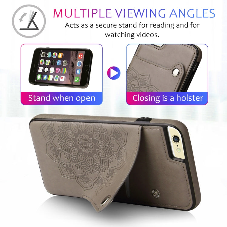 Embossed Pattern PU + TPU Protective Case with Holder & Wallet & Card Slots For iPhone 6 & 6s