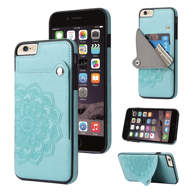 Embossed Pattern PU + TPU Protective Case with Holder & Wallet & Card Slots For iPhone 6 & 6s
