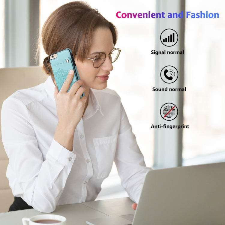 Embossed Pattern PU + TPU Protective Case with Holder & Wallet & Card Slots For iPhone 6 & 6s