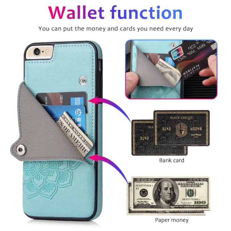 Embossed Pattern PU + TPU Protective Case with Holder & Wallet & Card Slots For iPhone 6 & 6s
