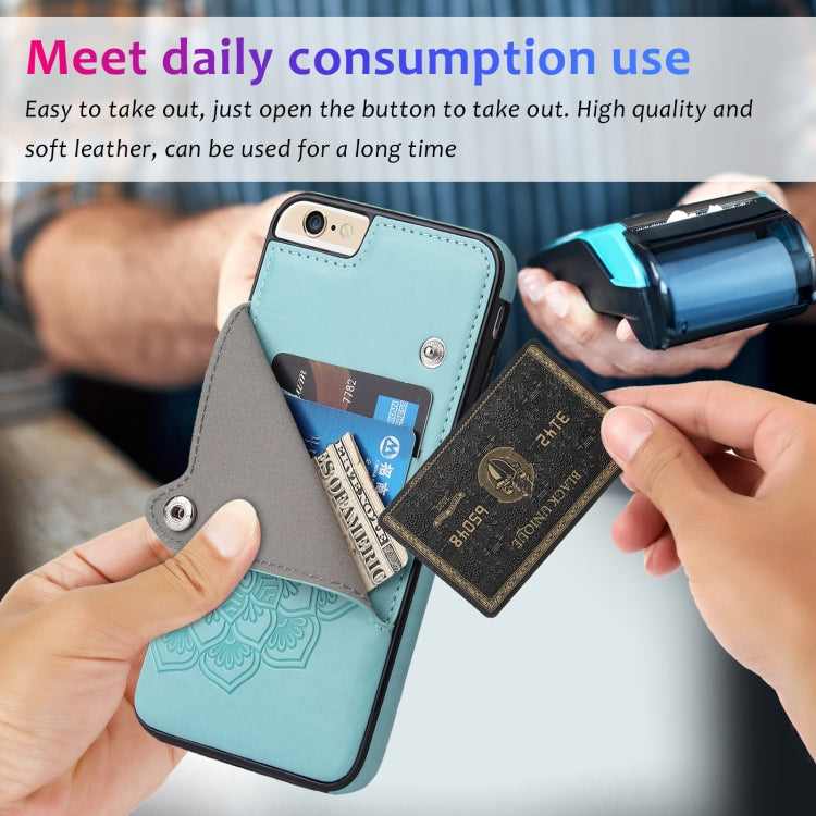 Embossed Pattern PU + TPU Protective Case with Holder & Wallet & Card Slots For iPhone 6 & 6s