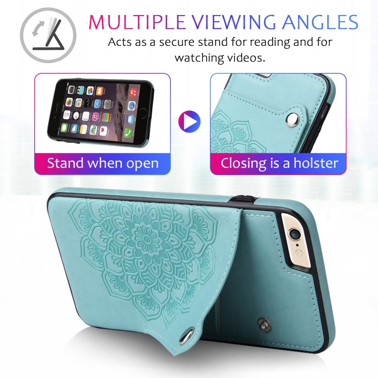 Embossed Pattern PU + TPU Protective Case with Holder & Wallet & Card Slots For iPhone 6 & 6s