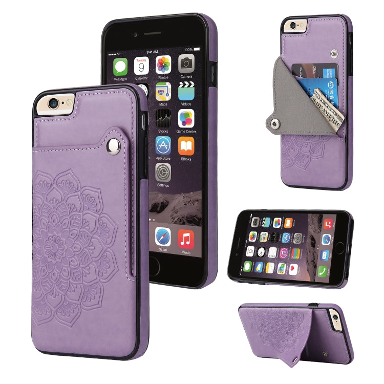 Embossed Pattern PU + TPU Protective Case with Holder & Wallet & Card Slots For iPhone 6 & 6s