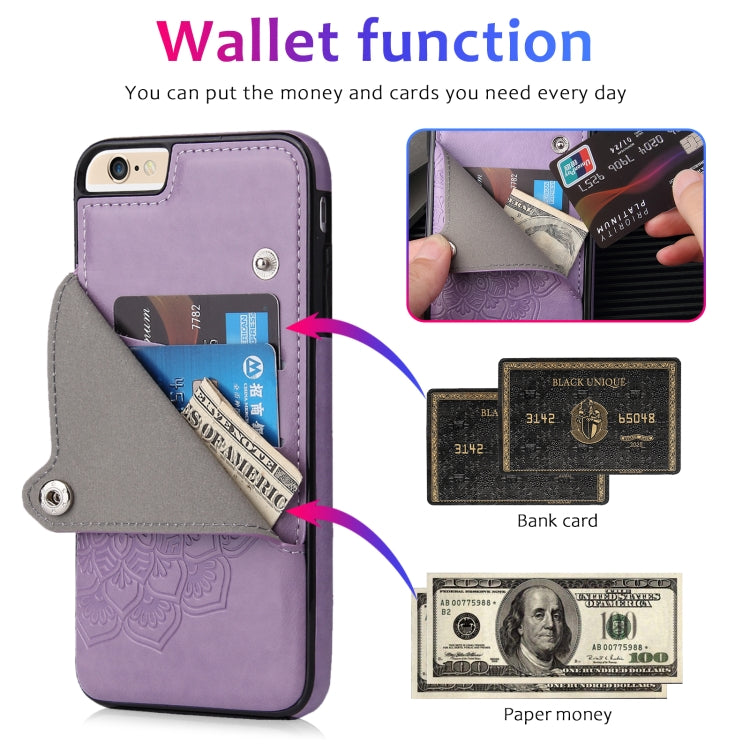Embossed Pattern PU + TPU Protective Case with Holder & Wallet & Card Slots For iPhone 6 & 6s