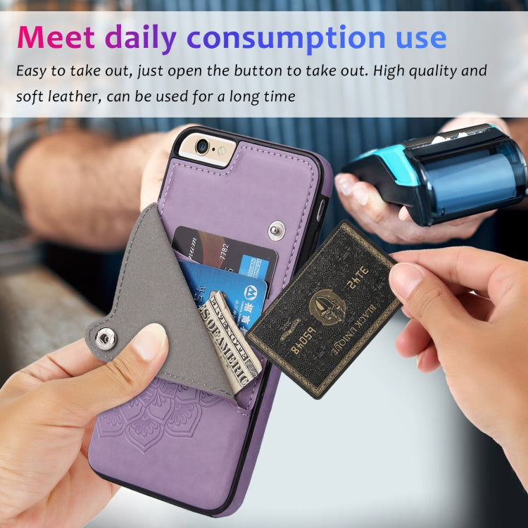 Embossed Pattern PU + TPU Protective Case with Holder & Wallet & Card Slots For iPhone 6 & 6s