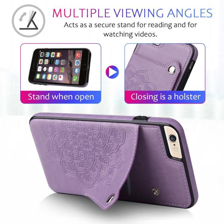 Embossed Pattern PU + TPU Protective Case with Holder & Wallet & Card Slots For iPhone 6 & 6s
