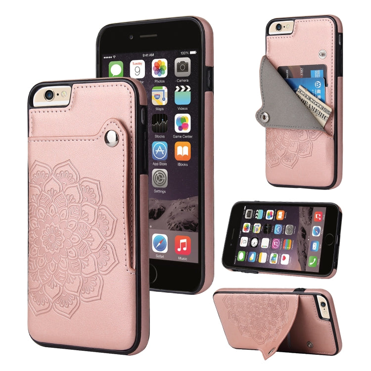 Embossed Pattern PU + TPU Protective Case with Holder & Wallet & Card Slots For iPhone 6 & 6s