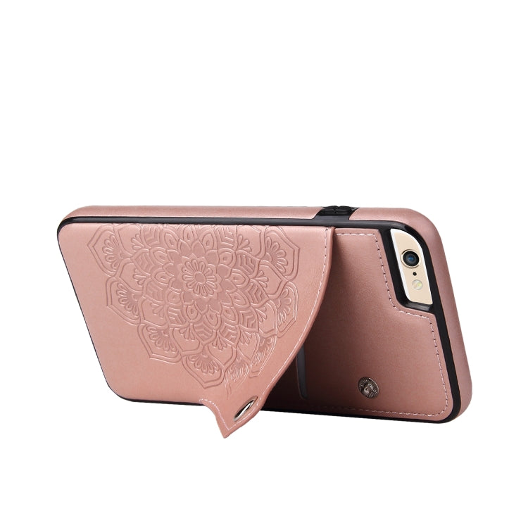 Embossed Pattern PU + TPU Protective Case with Holder & Wallet & Card Slots For iPhone 6 & 6s