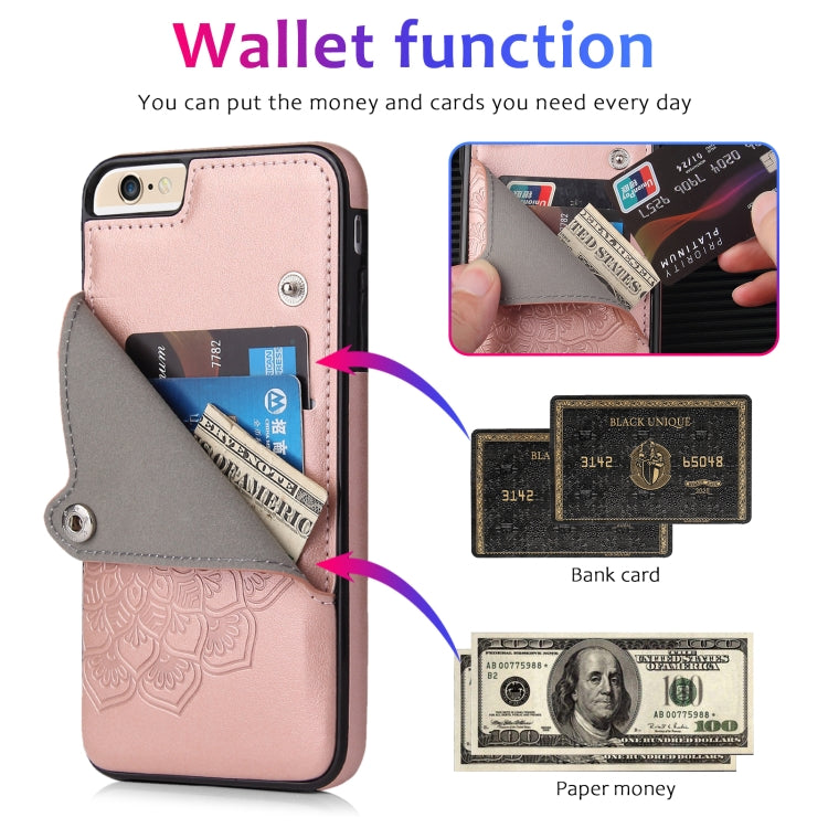 Embossed Pattern PU + TPU Protective Case with Holder & Wallet & Card Slots For iPhone 6 & 6s